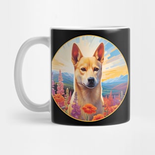 Carolina Dog Mountain Flower Cute Colorful Puppy Dog Mug